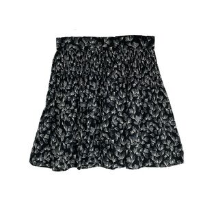 Merona Black Beige Floral Print Pleated Full Skirt